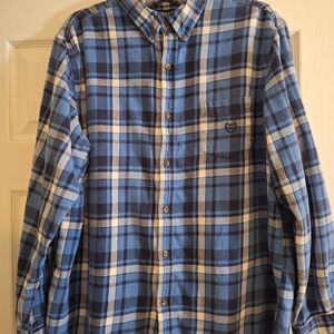 Chaps Blue and White Plaid Button Down Shirt